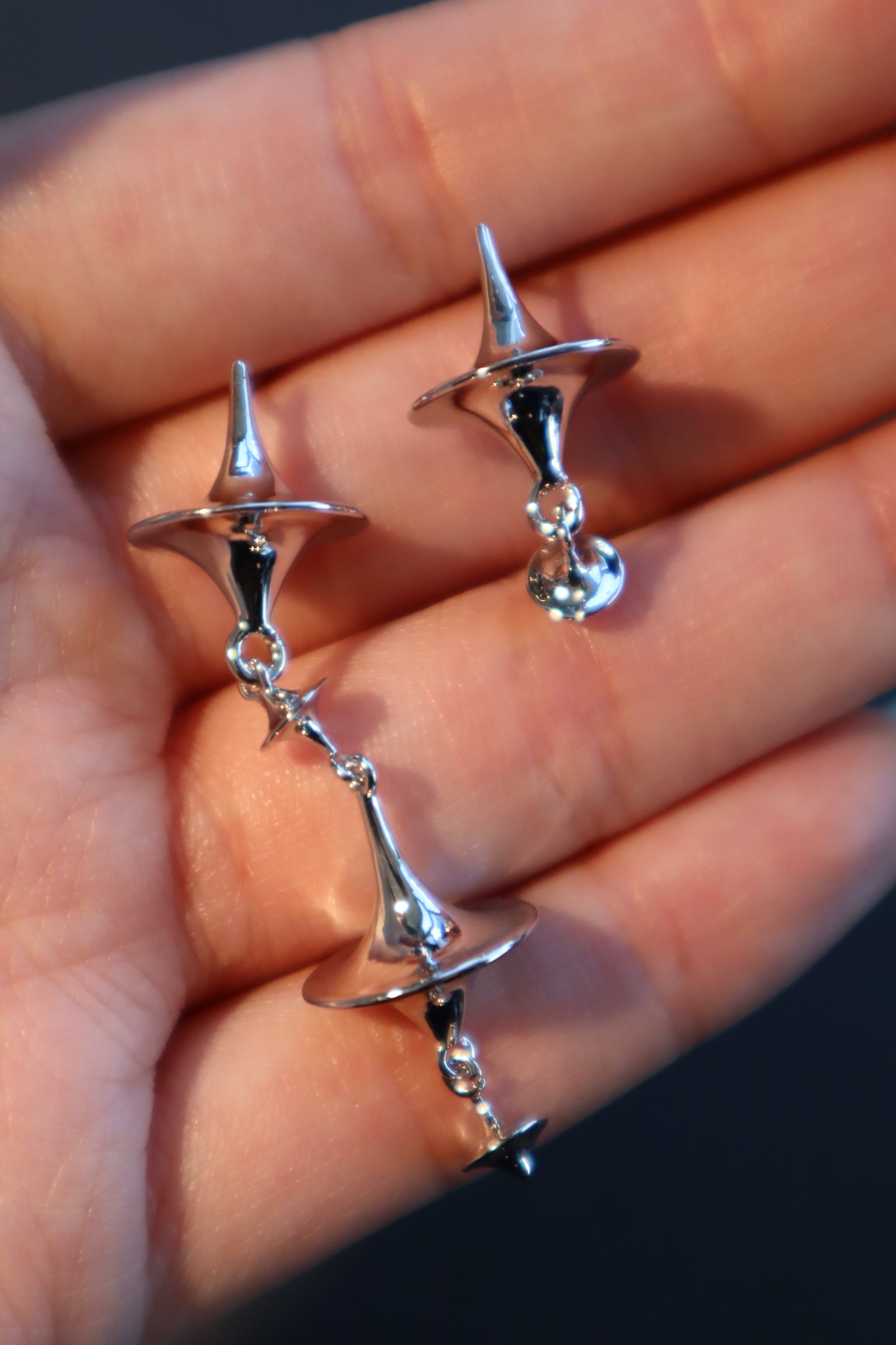 Platinum plated Satum Black Gems Earrings