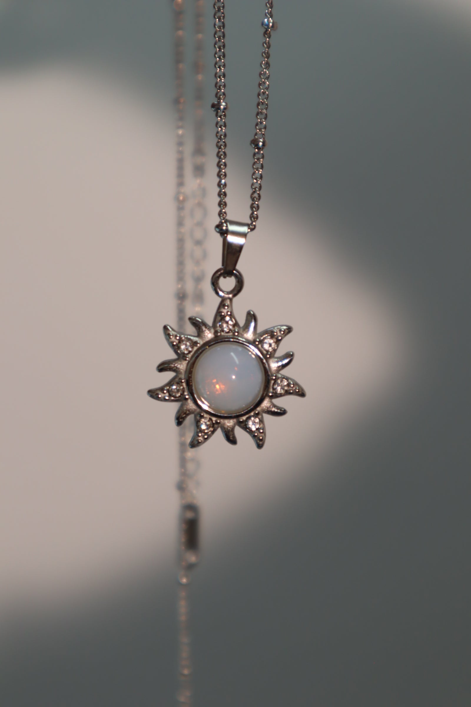 Stainless Steel Sunlight Gem Pendant Necklace