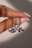 Platinum Plated Purple Gem Moon Star Earrings