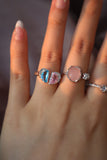 925 Sterling Silver Blue and Pink Heart ring