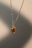 18K Real Gold Plated Red Heart Necklace