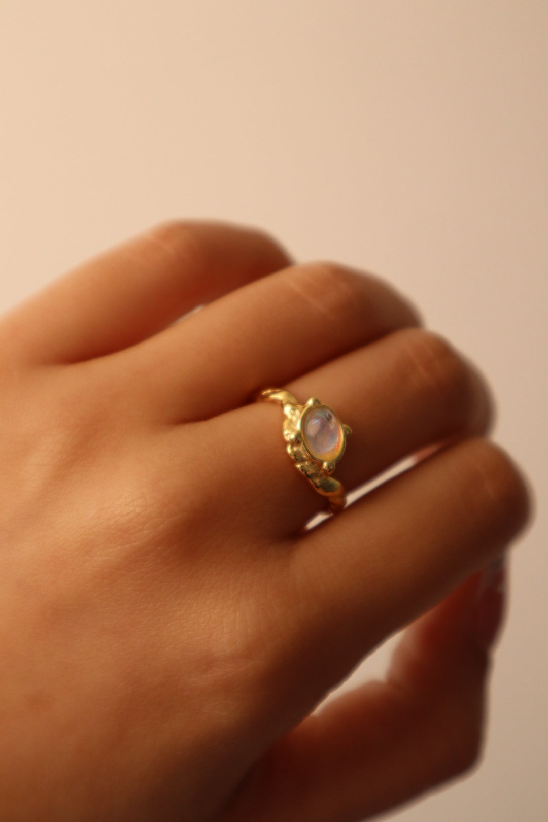 18k Gold Vermeil moonstone eye ring