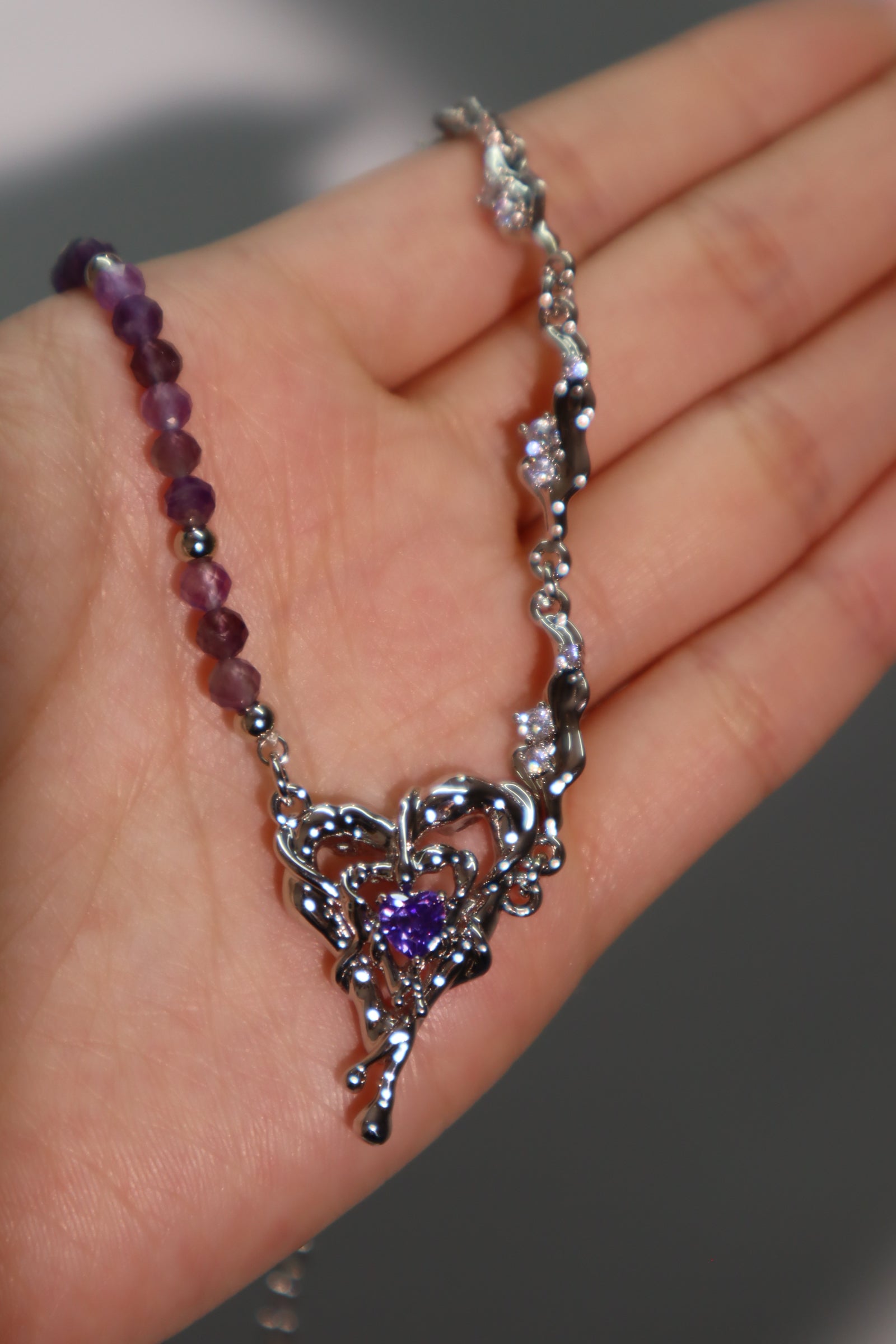Platinum Plated Purple Heart Necklace