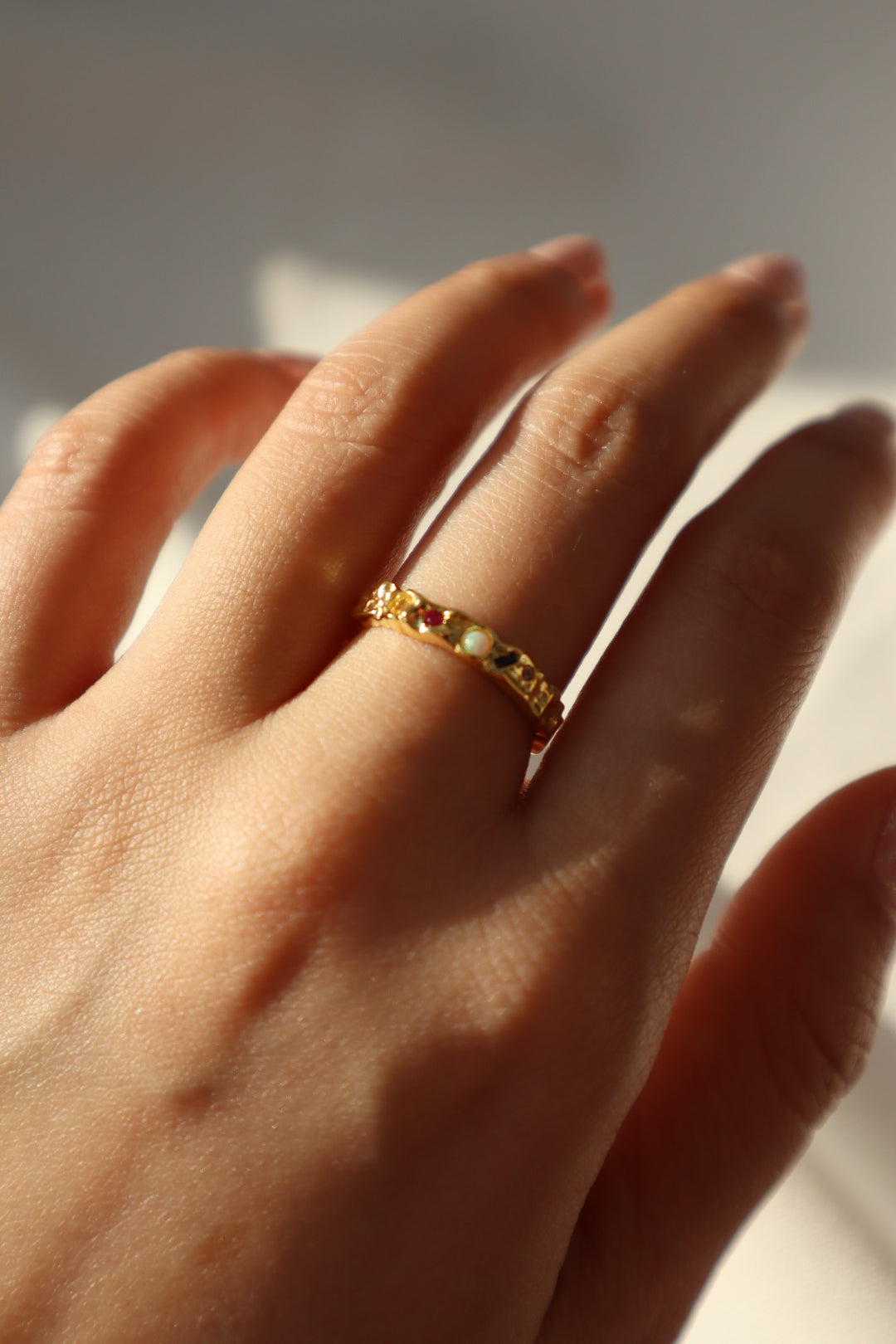 18K Gold Vermeil Color Gems Ring