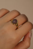 18K Real Gold Stainless Steel Purple Gem Ring