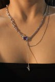 Platinum Plated Gradient Heart Chain Necklace