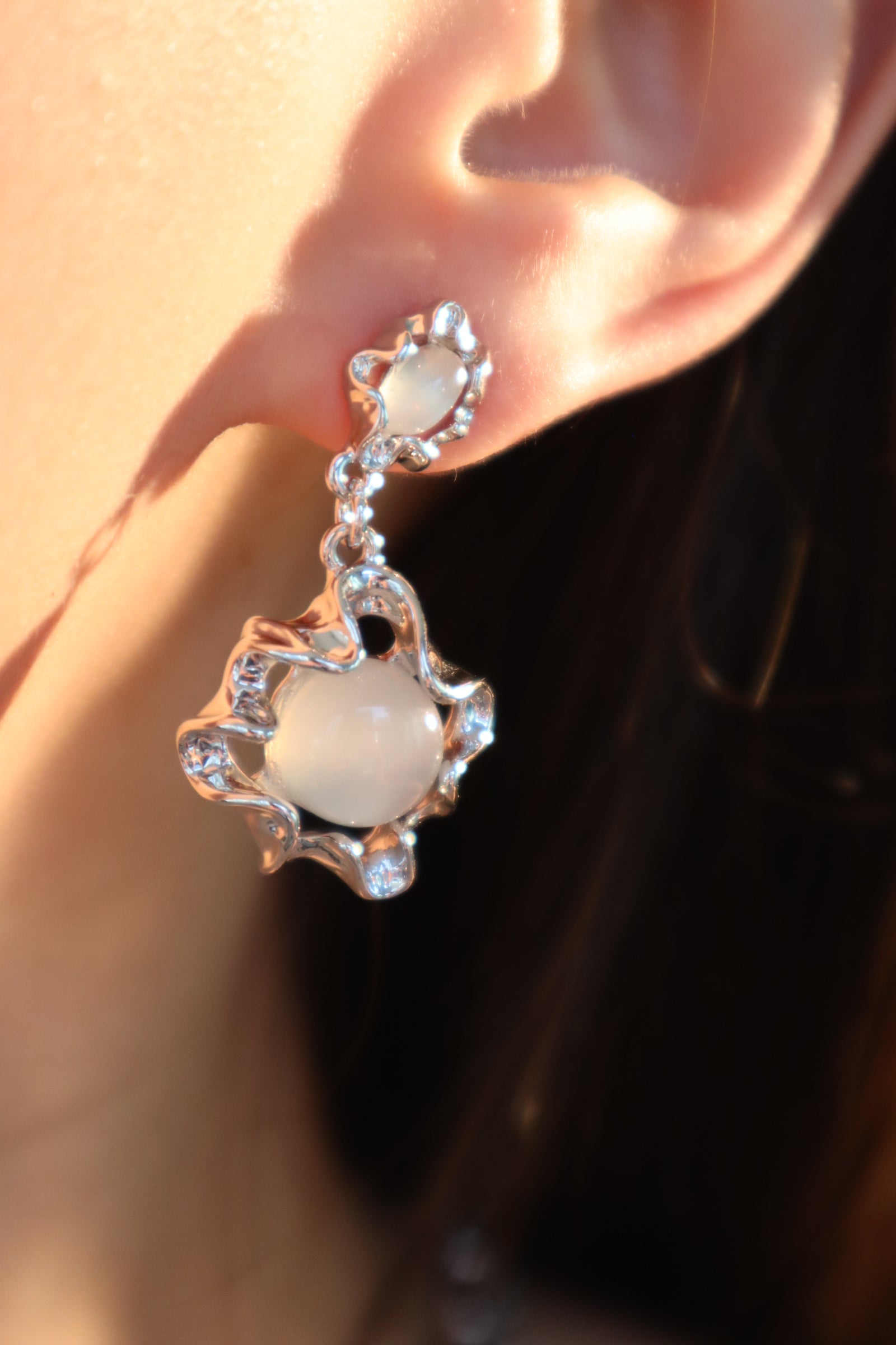 Platinum plated moonlight earrings
