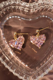 18K Real Gold Plated Pink Heart Earrings
