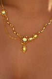 18K Real Gold Plated Opal Dangle Necklace