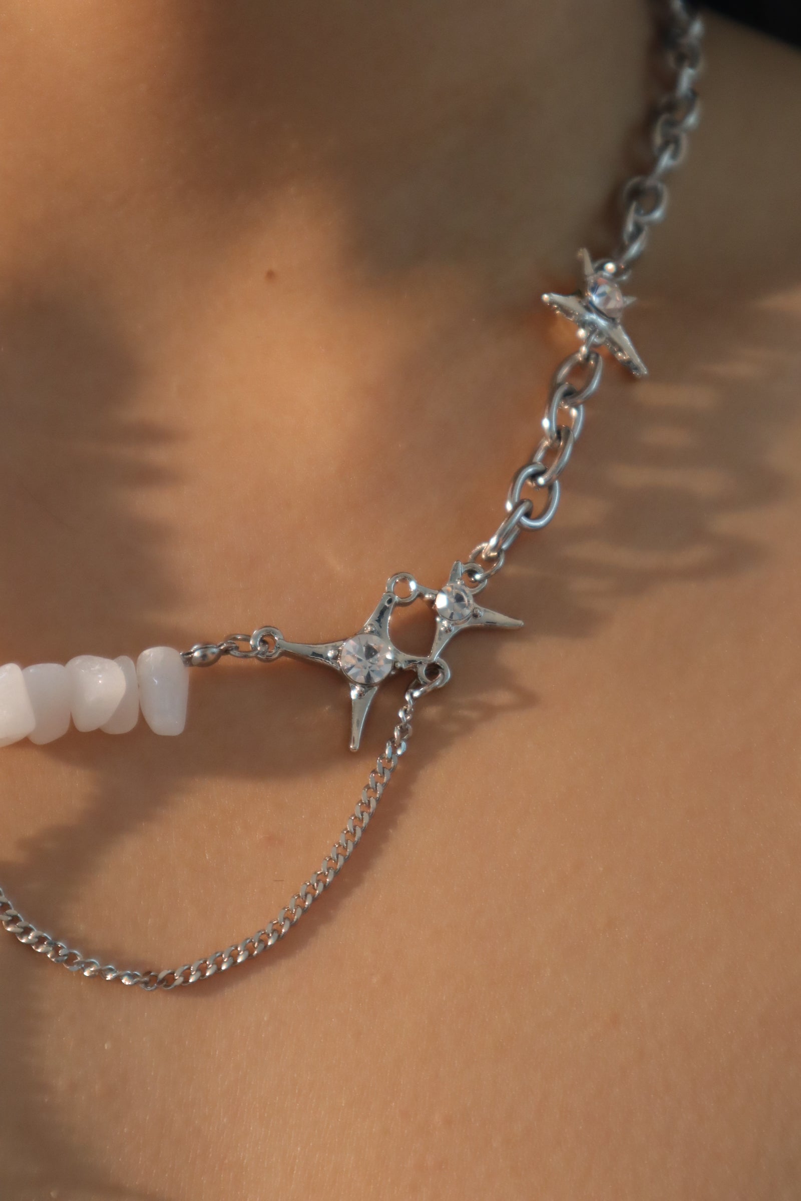 White Jade Stars Necklace