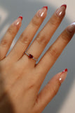 925 Sterling Silver Red Gem Heart Ring