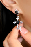 Black Gems Cross Earrings