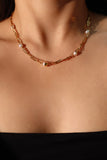 18K Real Gold Plated Pearl Chain Necklace