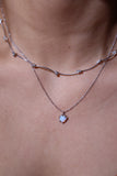 925 Sterling Silver White Opal Heart Necklace
