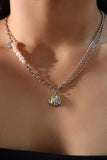 Platinum Plated Color Gems Sea Shell Pearls Necklace