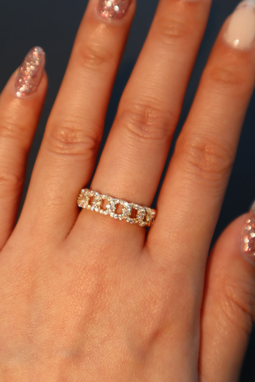 18K Gold Chain Diamond Ring