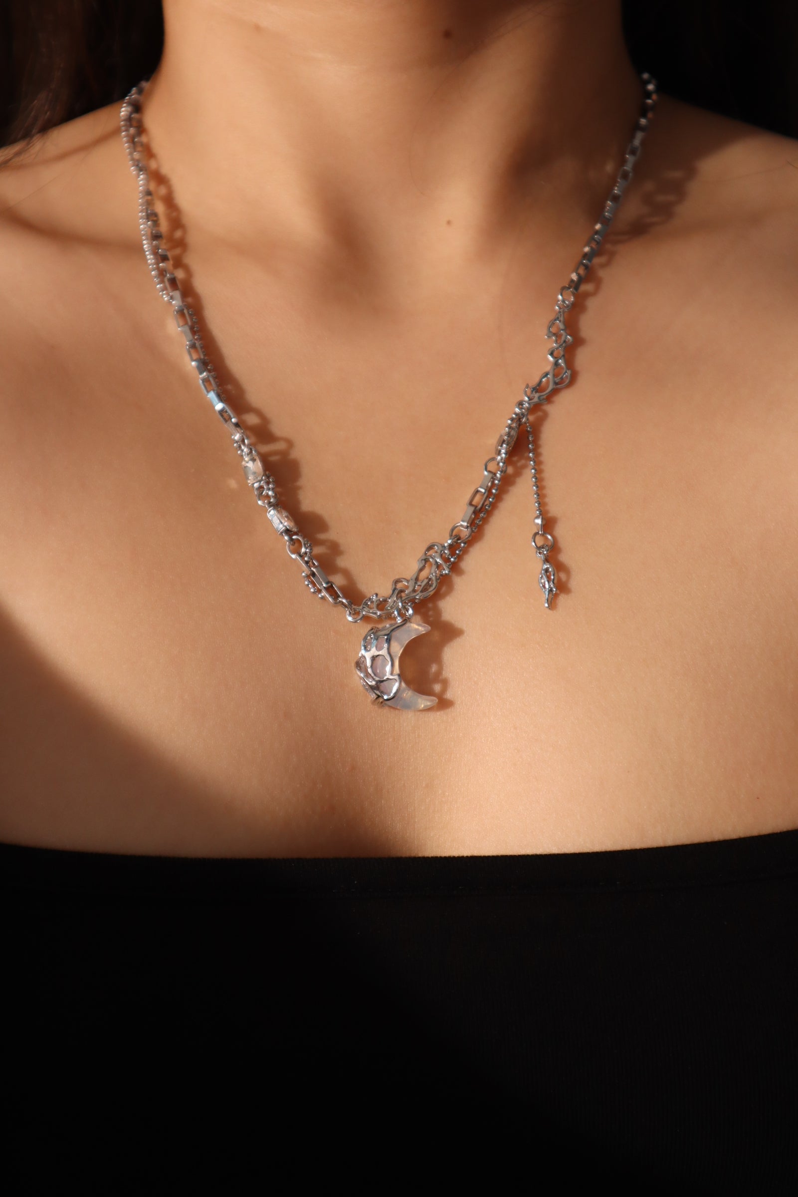 Moon Pendant Chain Necklace