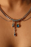 Blue Gem Drop Necklace