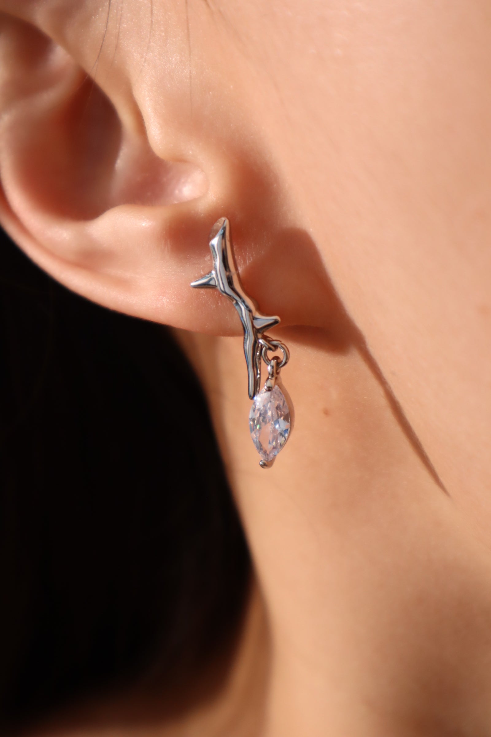 Platinum Plated Diamond Stud Earrings