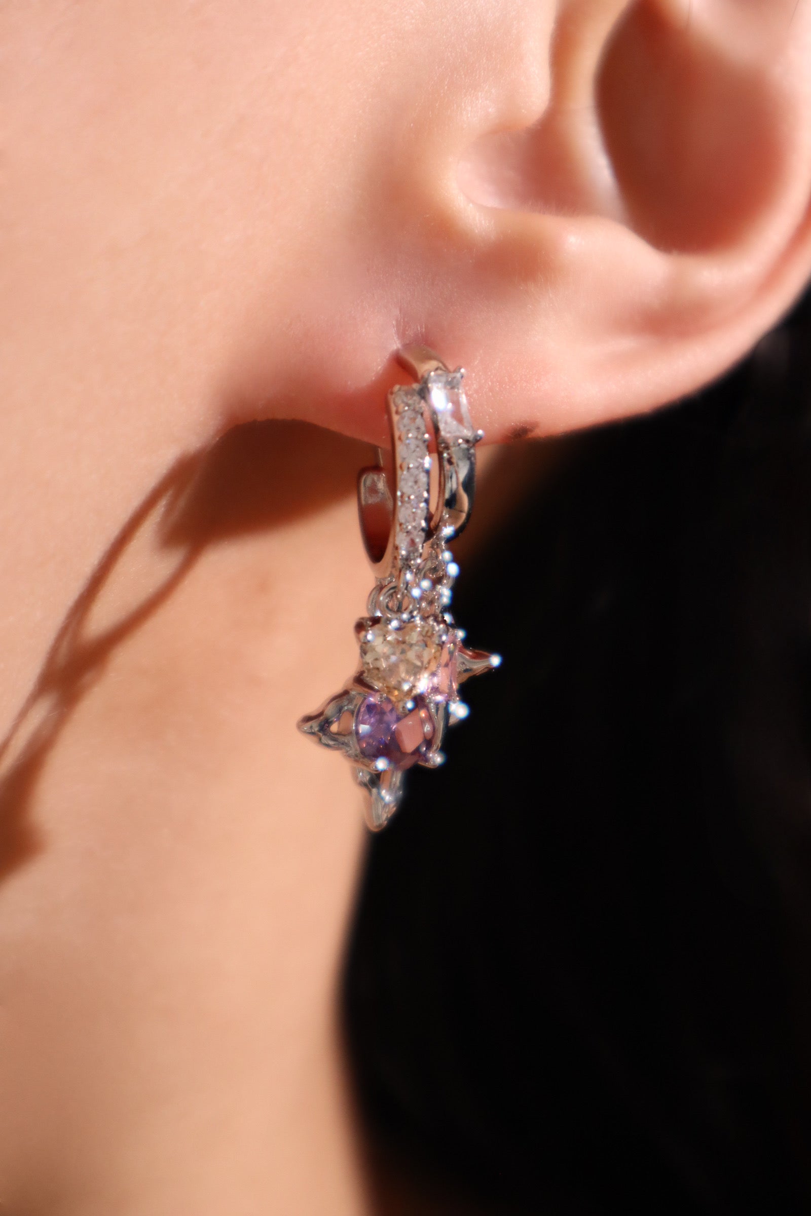 Purple Star Hoop Earrings