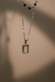 Platinum Plated Diamond Black Gem Layer Necklace
