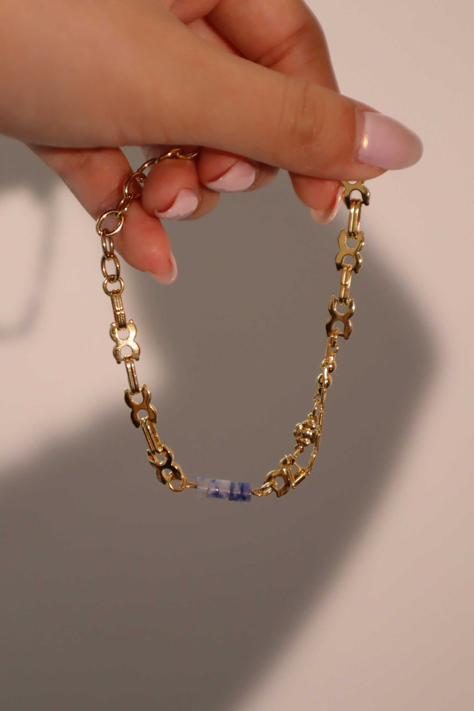 18K Gold Natural Blue Marble Bracelet
