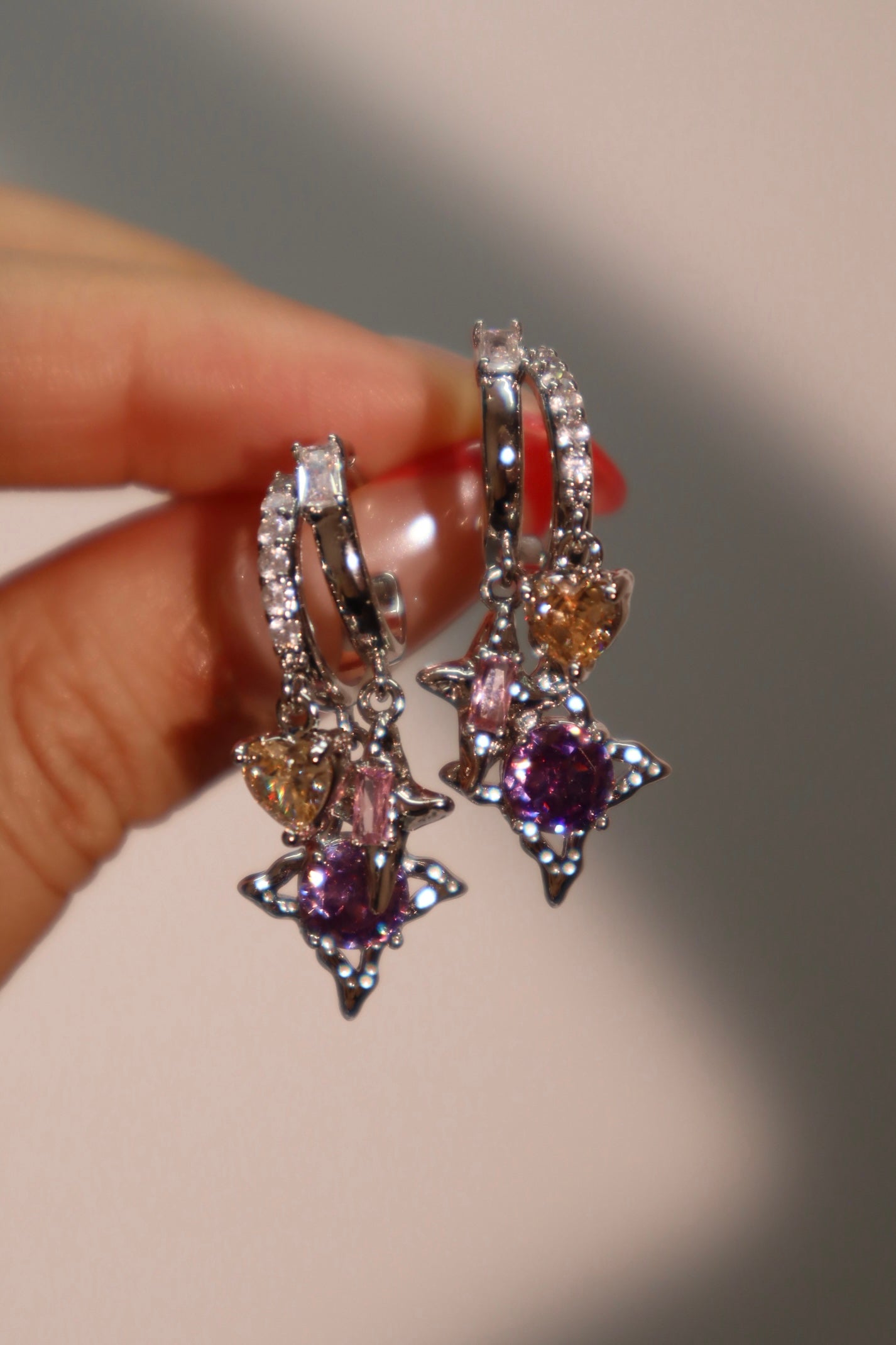 Purple Star Hoop Earrings