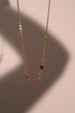 18K Gold Stainless Steel Purple Jade Necklace