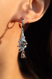 Platinum plated Black Gems Blossom Earrings