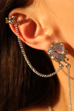 Moonstone heart Earrings+ Ear Clip