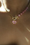 18K Gold Pink Heart Necklace