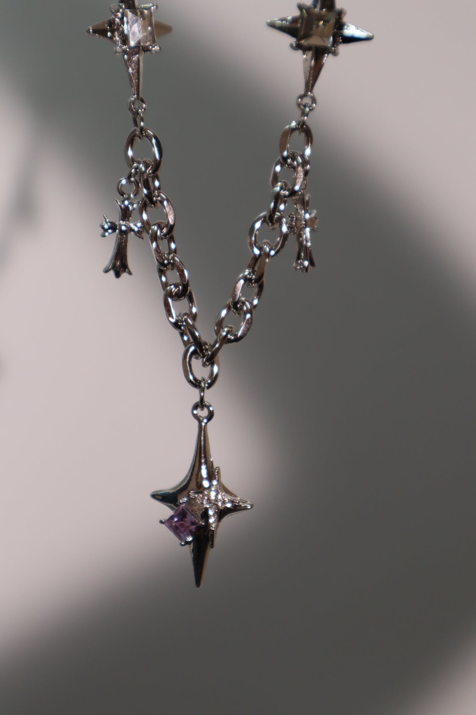 Purple Gem Satum Star Necklace