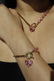 18K Gold Pink Heart Bracelet