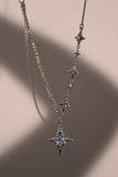 Platinum Plated Blue Cross Purple Gem Star Necklace