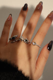 925 Sterling Silver Black Gem Blossom Ring