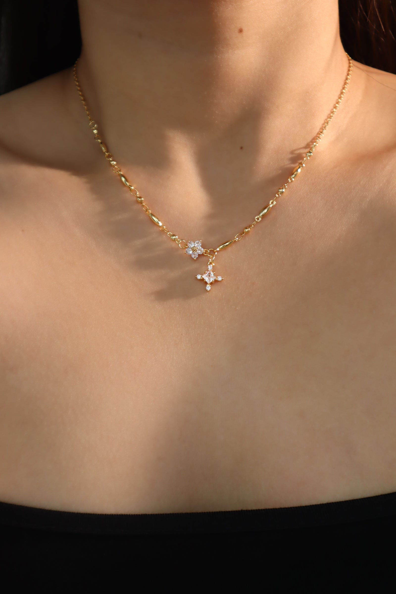 Gold PEMIT Diamante Cross Upper Body Chain